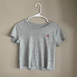 small gray cropped Levi’s T-shirt